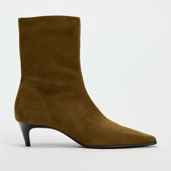 Zara Suede Kitten heel boots - Picture 5 of 6